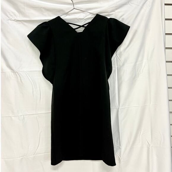 LAUNDRY by Shelli Segal Ruffle Sleeve Mini Shift Dress Black Girls Size 12 Years - Picture 3 of 5